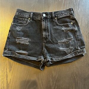 American Eagle Black Distressed Denim Shorts